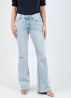 Pistola Kinsley Mid Rise Ultra Flare Leg Jeans In Serenity In Blue