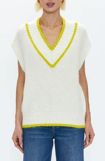 Pistola Kiran Cap Sleeve Sweater In Ecru W Zest Piping