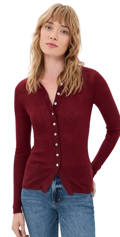 Pistola Korey Wool Featherweight Rib Cardigan Barolo In Brown