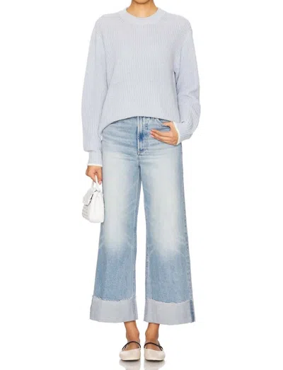 Pistola Lana Crop Cuffed Wide Leg Jeans In Snowcat In Blue