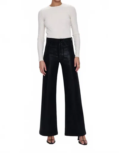 Pistola Lana High Rise Ultra Wide Pants In Coated Noir In Animal Print