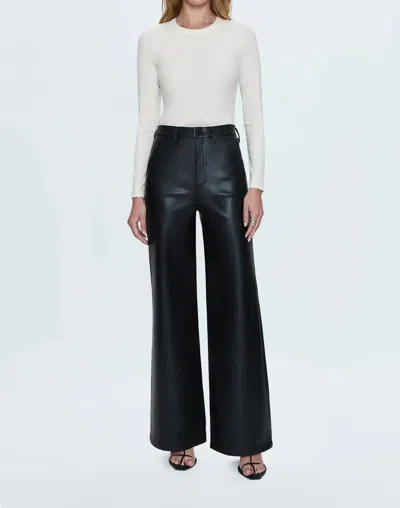 Pistola Lana High Waist Wide Leg Faux Leather Pants In Slate Black