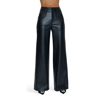 Pistola Lana High Waist Wide Leg Faux Leather Pants In Slate Black