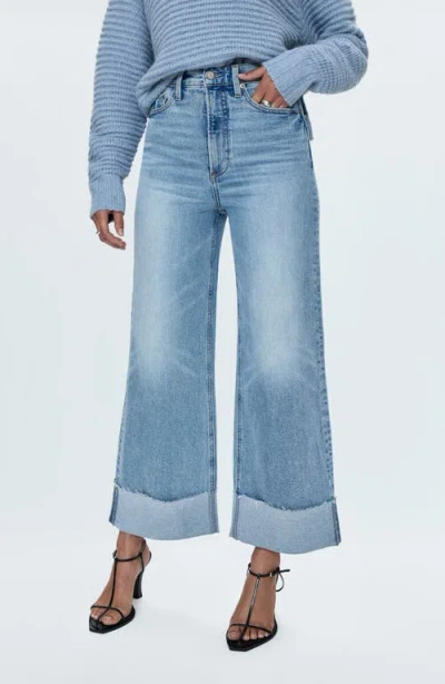 Pistola Lana Raw Hem Ankle Wide Leg Jeans In Blue