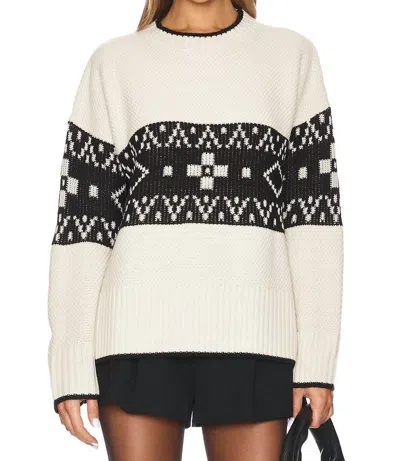 Pistola Lenni Crewneck Sweater In Oatmeal Black Fairisle