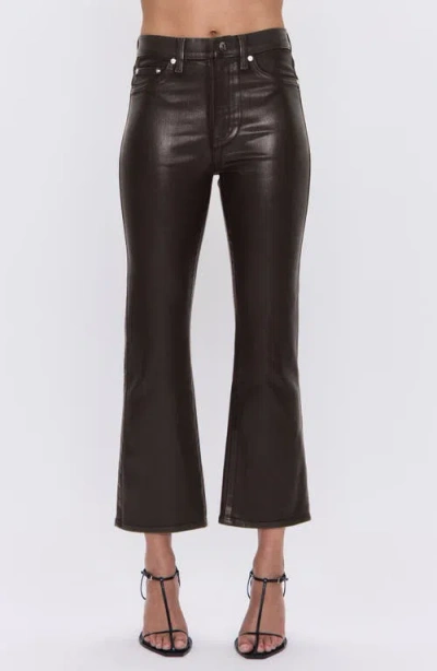 Pistola Lennon Coated Ankle Flare Jeans In Brown
