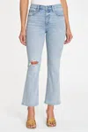 Pistola Lennon High Rise Crop Boot Cut Jeans In Rainer Distressed In Blue