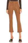 PISTOLA LENNON HIGH RISE CROP BOOT PANTS IN COATED COGNAC