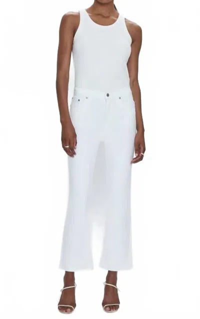 Pistola Lana Crop With Cuff High Rise Ultra Wide Leg Jean In Vivid White In Red