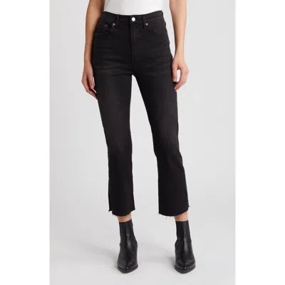 Pistola Lennon Raw Hem High Waist Crop Bootcut Jeans In Black Stone