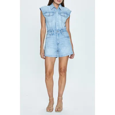 Pistola Lennox Denim Romper In Mid-summer