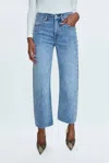 Pistola Lexi Mid Rise Bowed Straight Jean In Light Blue Denim Wash In Blue