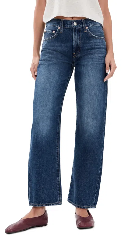 Pistola Lexi Bowed Straight Jeans Moonwave In Blue