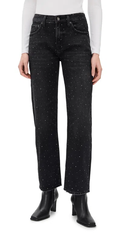 Pistola Lexi Mid-rise Bowed Straight Jean In Silver Screen In Black