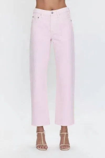 Pistola Lexi Mid Rise Bowed Straight Jean In Blush In Pink