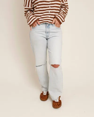 Pistola Lexi Mid Rise Bowed Straight Jean In Solstice In Blue