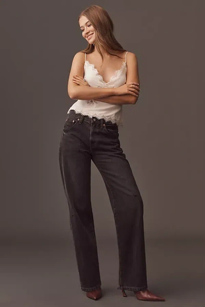 Pistola Lexi Mid Rise Bowed Straight Jeans In Black