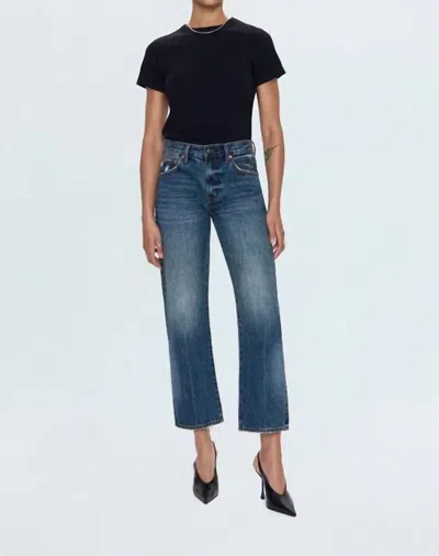 Pistola Lexi Mid Rise Bowed Straight Jeans In Artisan In Blue