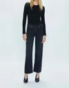 Pistola Lexi Mid Rise Bowed Straight Jeans In Mercury In Black