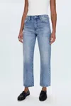 Pistola Lexi Mid Rise Bowed Straight Jeans In Bowie In Multi