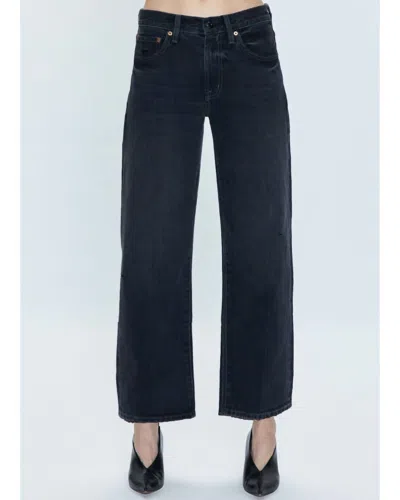 Pistola Lexi Mid Rise Bowed Straight Jeans In Mercury In Blue