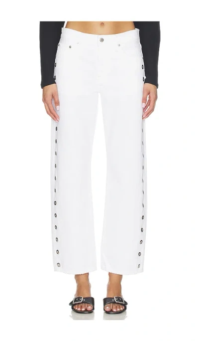 Pistola Lexi Mid Rise Bowed Straight Jeans In White