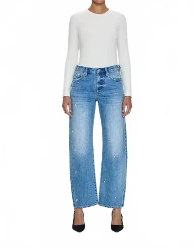 Pistola Lexi Mid Rise Bowed Straight Leg Jeans In Confetti Vintage In Blue