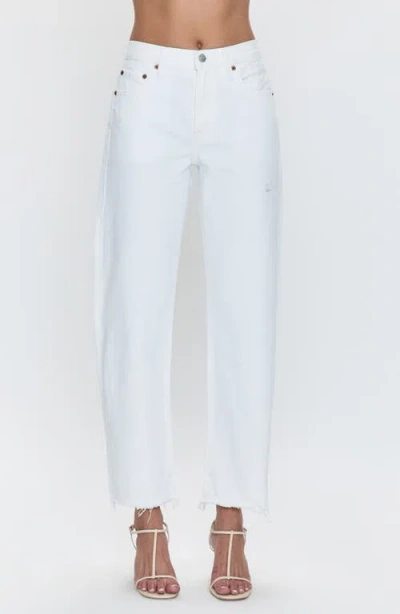 Pistola Lexi Mid Rise Bowed Straight Leg Jeans In Luxe White Vintage