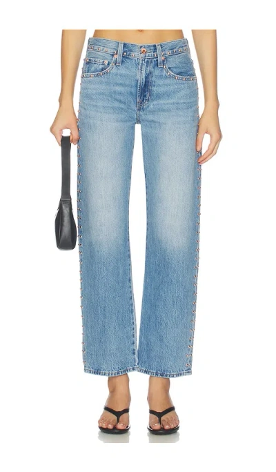 Pistola Lexi Mid Rise Bowed Straight Leg Jeans In Blue