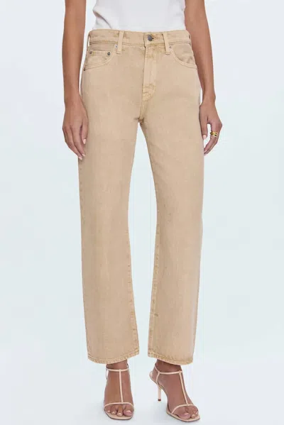 Pistola Lexi Mid Rise Bowed Straight Pants In Sand Dollar In Neutral