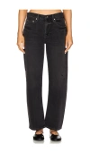 Pistola Casste Black Crop Super High-rise Straight Crop Jean In Mercury