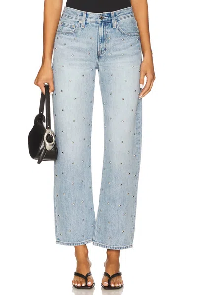 Pistola Lexi Mid Rise Bowed Straight Leg Jeans In Aries In Blue