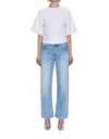 Pistola Lexi Mid Rise Bowed Straight Jeans In Aries In Blue