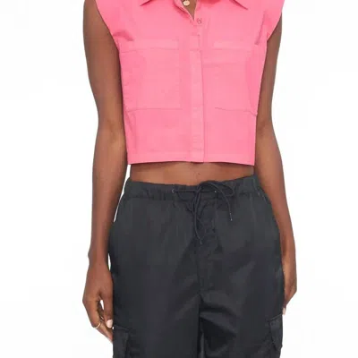 Pistola Liam Sleeveless Button Down Shirt In Pink Punch