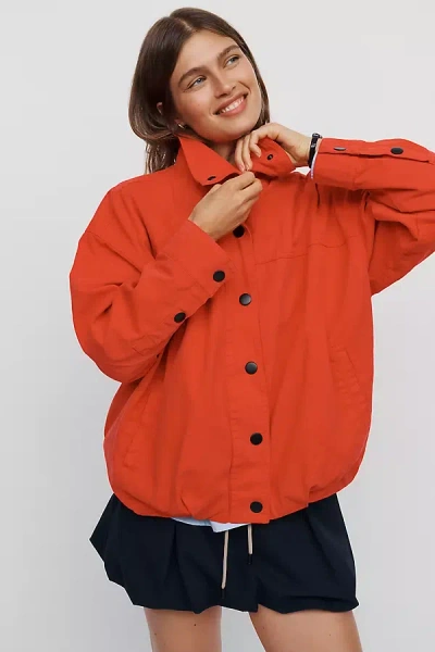 Pistola Liberty 100% Cotton Funnel-neck Jacket In Red