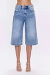 Pistola Linden High Waist Denim Bermuda Shorts In Blue