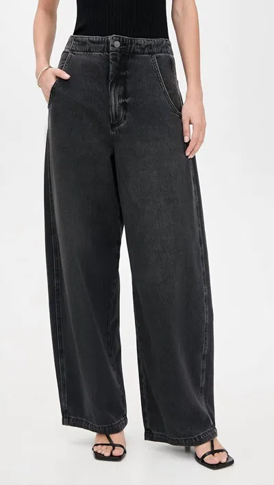 Pistola Lottie High Rise Relaxed Bowed Leg Jeans In Black