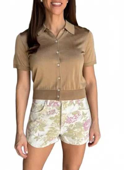 Pistola Lucca Short Sleeve Polo Sweater In Beige In Neutral