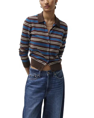 Pistola Lyvia Merino Wool Cardigan In Tealwood Stripe