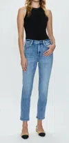Pistola Charlie High Waist Frayed Ankle Straight Leg Jeans In Blue