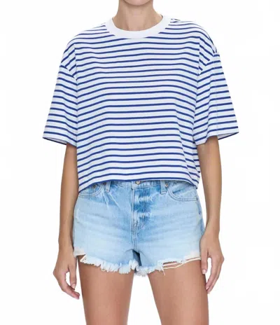 PISTOLA MAE CROPPED BOXY TOP IN MARITIME WHITE STRIPE