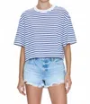 Pistola Mae Cropped Striped Tee In Maritime White Stripe In Multi