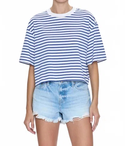 Pistola Mae Cropped Striped Tee In Maritime White Stripe In Multi