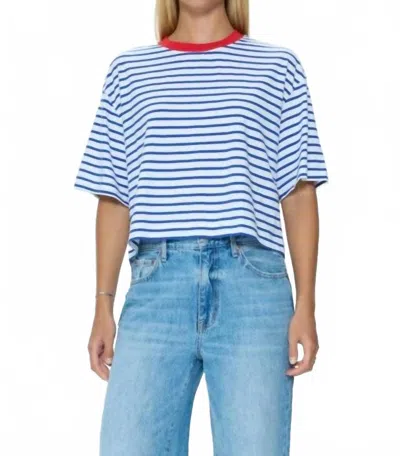Pistola Mae Stripe Short Sleeve Tee In Maritime Red In Blue