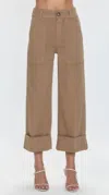 Pistola Maya Cuffed Hem Wide Leg Pants In Biscuit In Brown