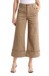 Pistola Maya Cuffed Hem Wide Leg Pants In Biscuit In Brown