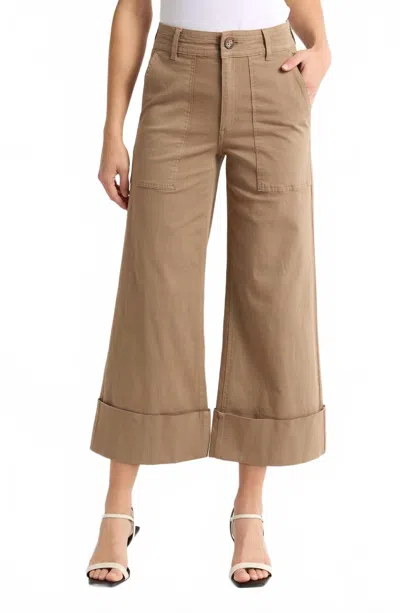 PISTOLA MAYA CUFFED HEM WIDE LEG PANTS IN BISCUIT