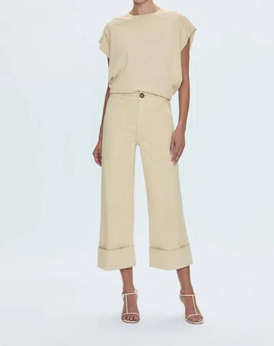 Pistola Maya Cuffed Hem Wide Leg Pants In Custard Yellow In Neutral