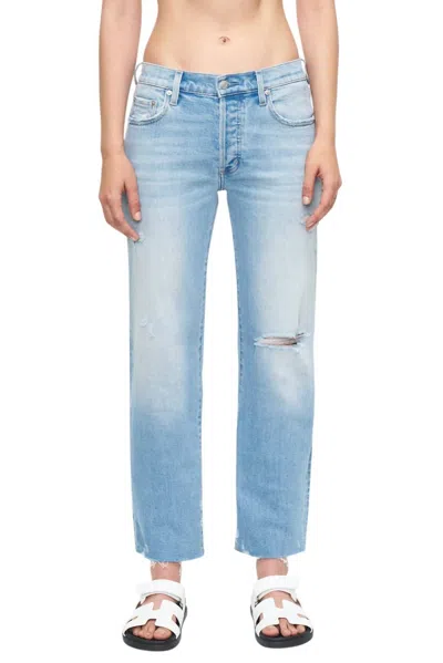 Pistola Maya Mid Rise Easy Straight Ankle Jeans In Valley Distressed In Multi