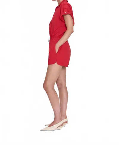 PISTOLA MEG SHORT SLEEVE ZIP FRONT ROMPER IN RUBY
